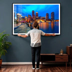 Boston Wall Art Canvas Print, Boston City Downtown Night Cityscape