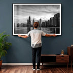 Chicago Wall Art Canvas Print, Chicago City Downtown Night Cityscape