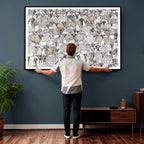 Abstract Texas Cow Wall Art Canvas Print, Farm Longhorn Art for Cabin Decor