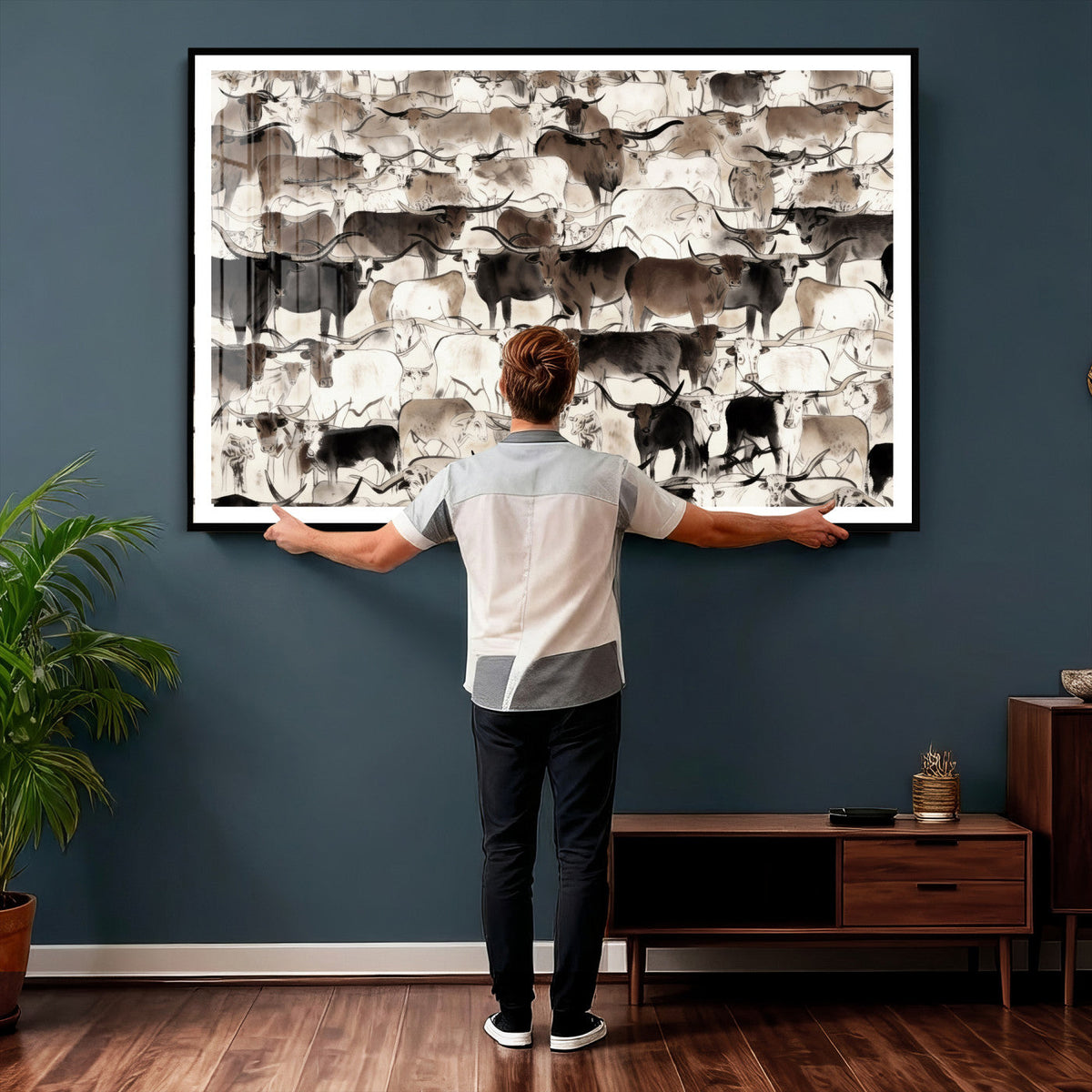 Abstract Texas Longhorn Print, Longhorn Herd Print