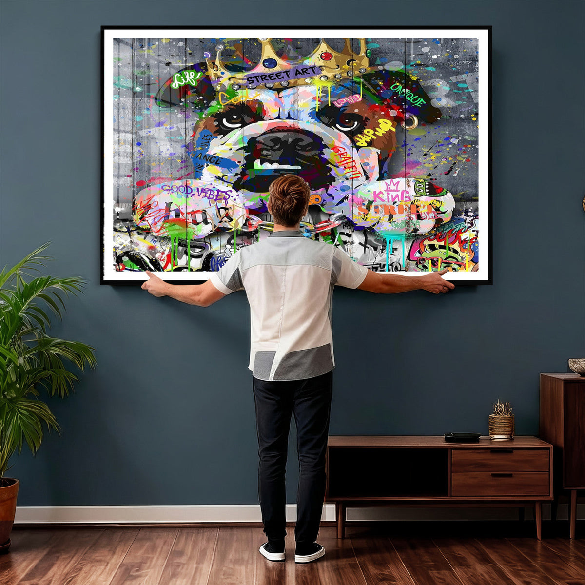Graffiti Dog Wall Art Decor for Teen Bedroom | Abstract Graffiti Animal Canvas