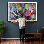 Graffiti Football Helmets Wall Art Canvas Print, Urban Street Art