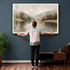 Neutral Abstract River Landscape Wall Art Canvas Print