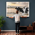 Texas Longhorn Bull Rustic Wall Art Canvas Print