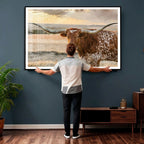 Texas Longhorn Wall Art Canvas Print, Western Ranch Bull Photography