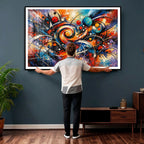 Geometric Abstract Wall Art Canvas Print, Orange Blue