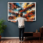 Lyrical Abstract Wall Art Canvas Print, Orange Blue Abstract