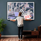 Playing Cards Canvas Wall Art | Casino Game Room Decor