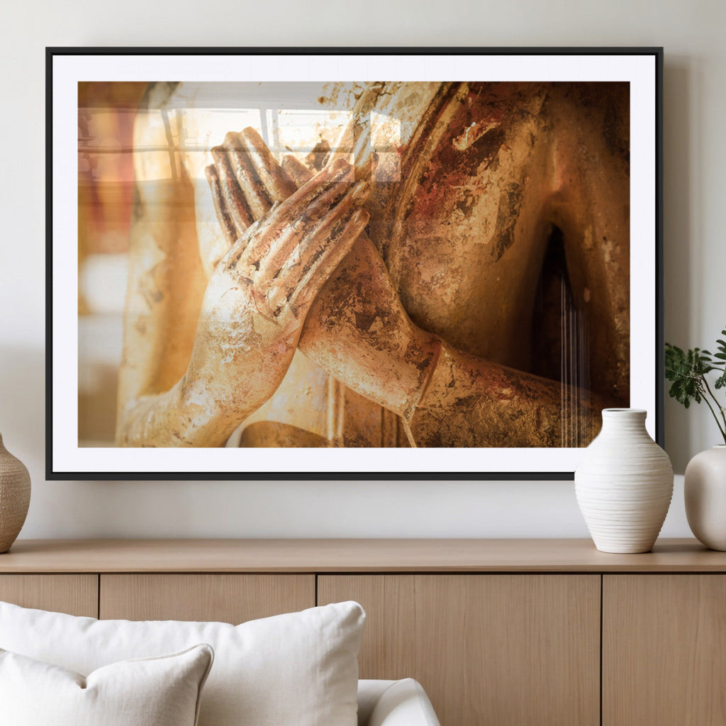 Buddha Statue Hands Wall Art Canvas Print