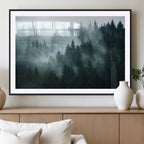 Misty Forest Wall Art | Serene Green Landscape Canvas Print