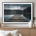 Wooden Bridge Near Lake Wall Art Canvas Print