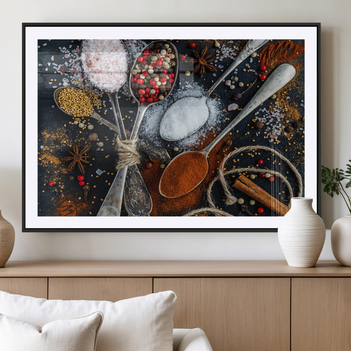 Spices and Seasonings Canvas Wall Art | Colorful Triptych Kitchen Decor