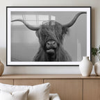 Texas Cow Wall Art Canvas, Texas Longhorn Cattle Canvas Print
