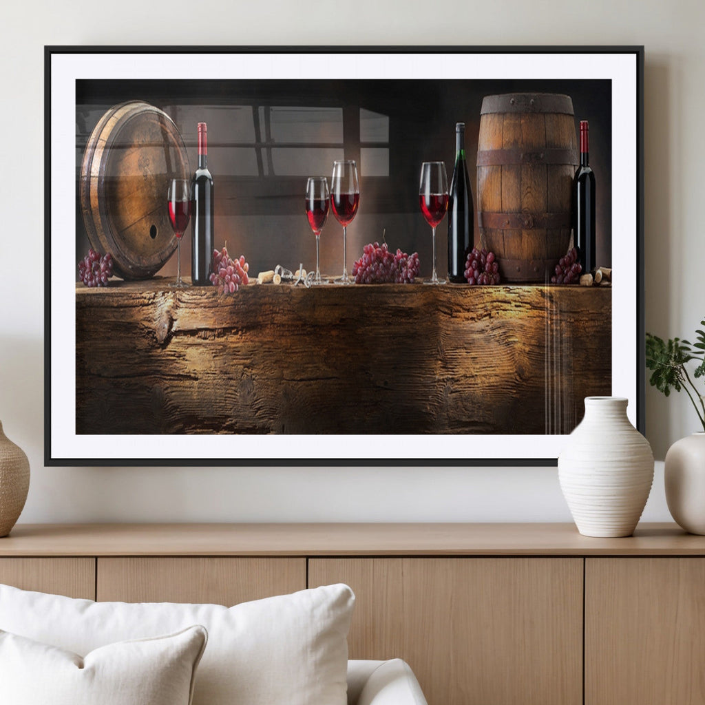 Wine and Barrels Wall Art Canvas Print