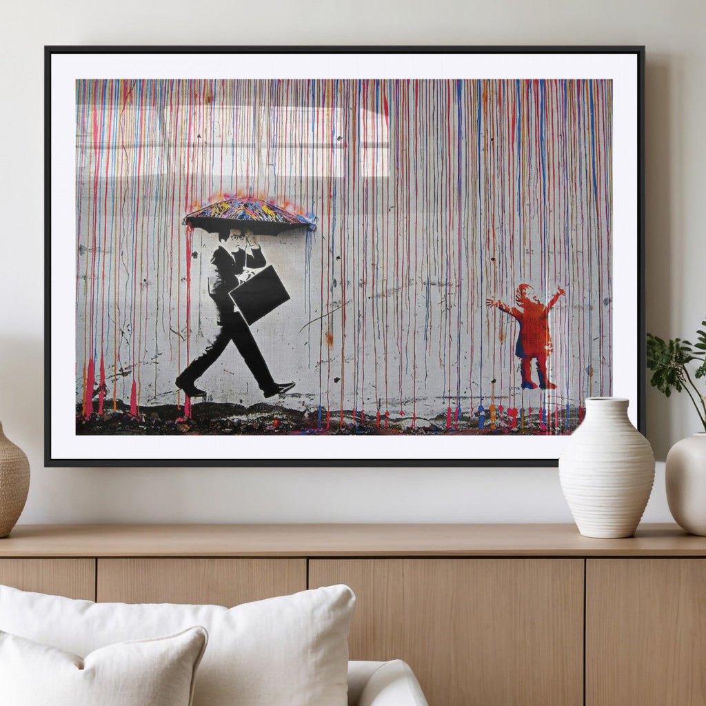 Banksy Wall Art Canvas Print | Framed Graffiti Street Art Picture