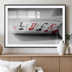Framed Lucky Poker Cards Canvas | Modern Triptych Wall Art for Game Rooms