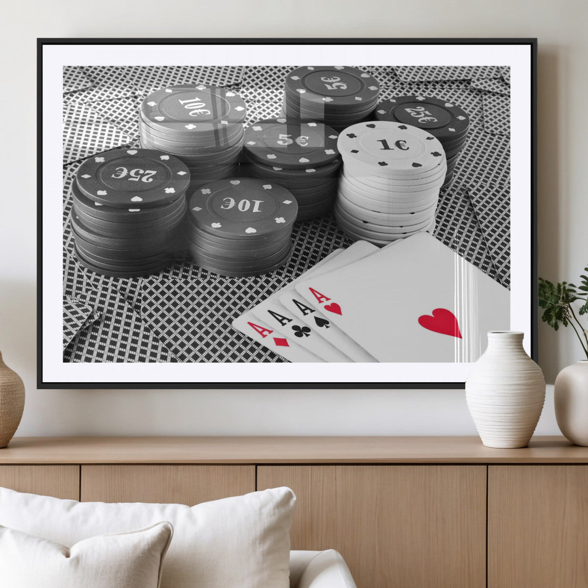 Poker Game Cards Wall Art Canvas, Multi Panel Wall Art