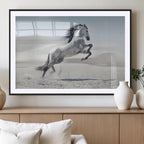 Prancing Horse Desert Large Wall Art Canvas Print, Majestic Horse Animal Artwork