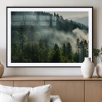 Misty Forest Wall Art Premium Canvas Print, Foggy and Serene Atmosphere