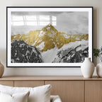Gold Abstract Mountains Wall Art Print on Canvas, Nature Wall Art Print
