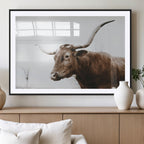 Rustic Bull Wall Art Canvas Print, Modern Longhorn Farmhouse Animal Decor