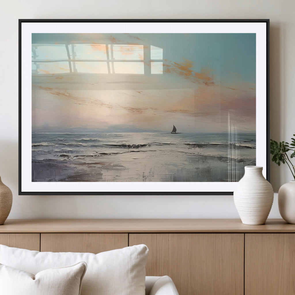 Abstract Ocean Wall Art, Boat Wall Art Canvas Print