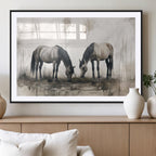 Chinese Ink Style Vintage Horses Wall Art Canvas Print