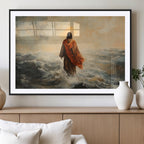 Jesus Walking on Water, Christian Wall Art, Jesus Christ Oil Painting Style Print
