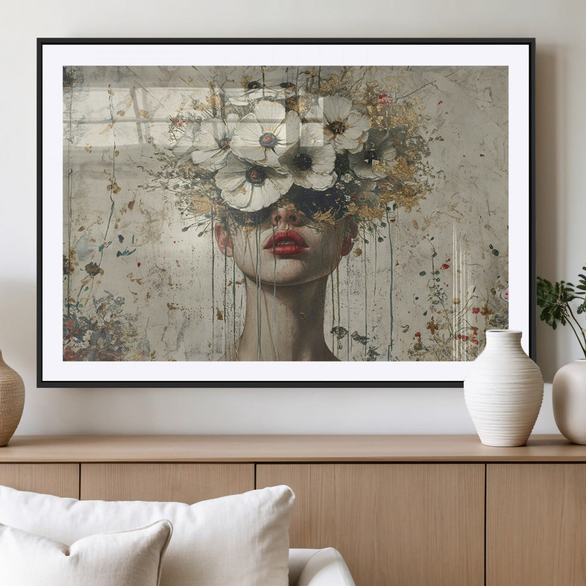 Abstract Floral Women Pastel Wall Art Canvas Print