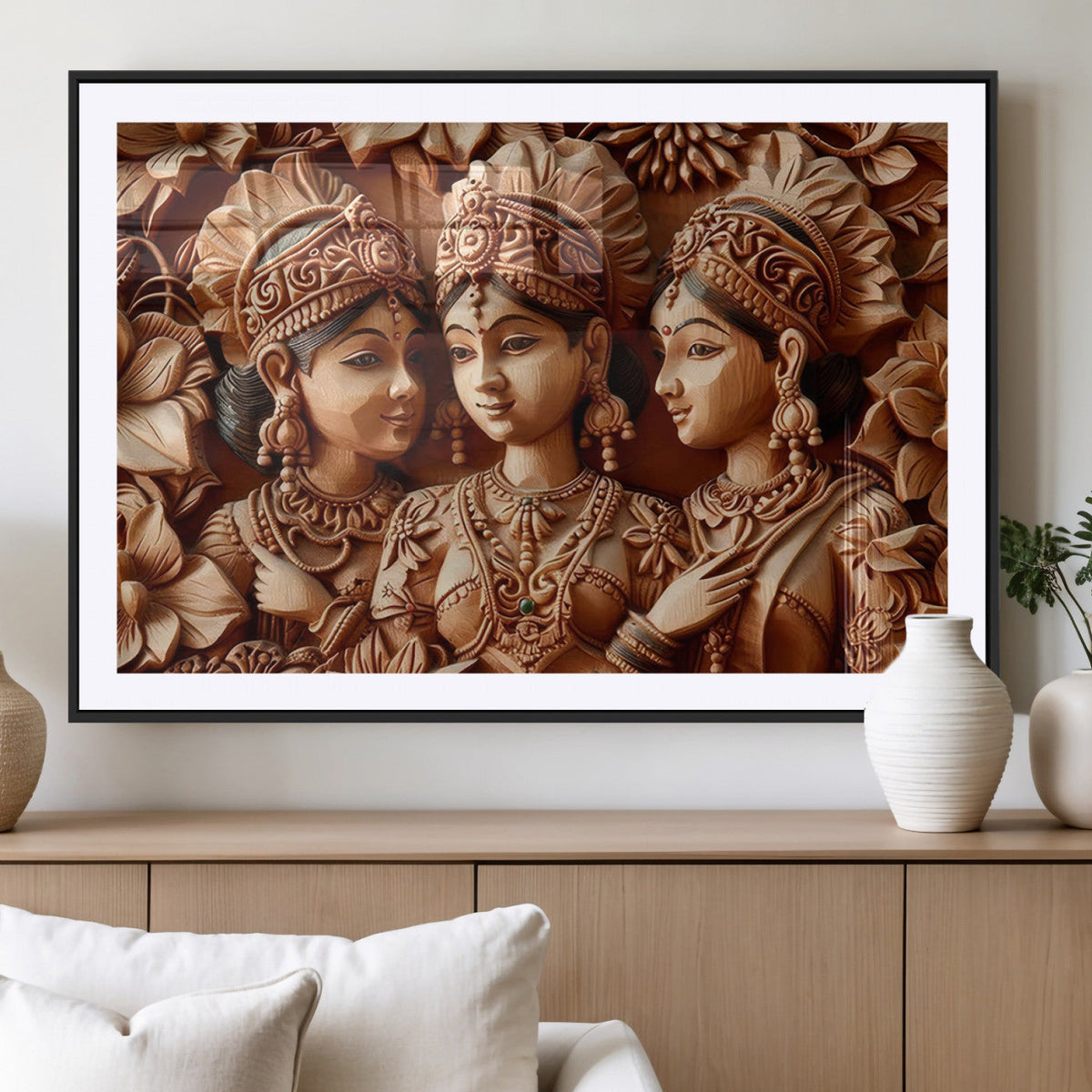 Indian Woman Statue Wall Art Canvas Print