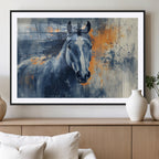 Abstract Blue Horse Wall Art Print Canvas | Western Horse Wall Art for Farmhouse Decor