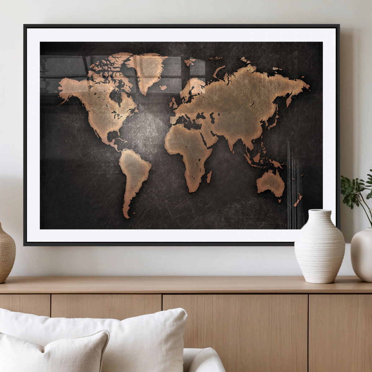 World Map Canvas Print | Framed Travel Map Wall Art for Couples