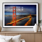 Large Wall Art San Francisco Canvas Print - Wonderful Golden Gate Bridge at Twilight