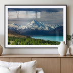 Mount Cook and Lake Pukaki Canvas Wall Art Print | Majestic Snow Capped Peaks