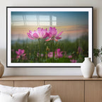 Pink Flower on the Mountain Canvas Print, Framed Pink Flower Canvas Wall Art