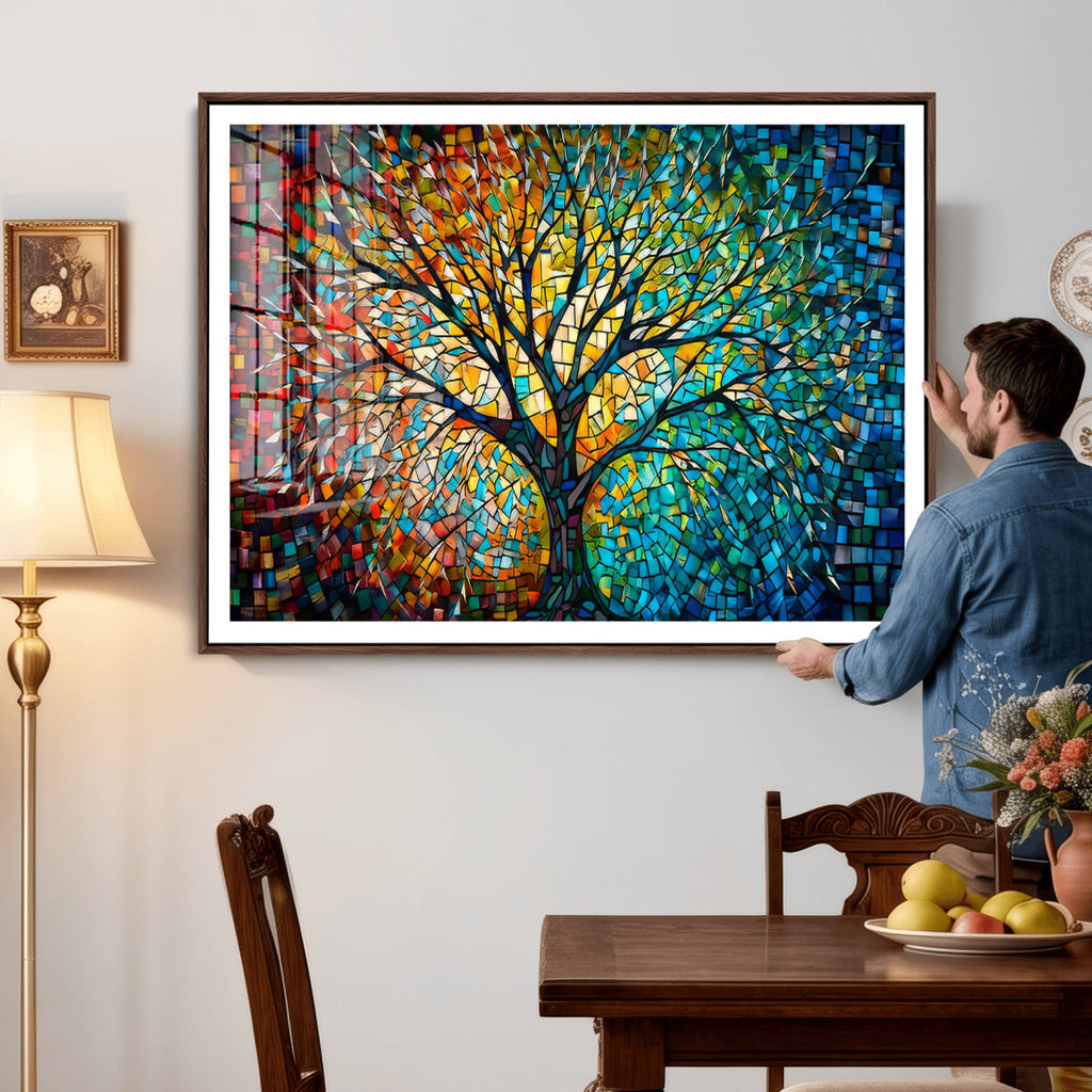 Yggdrasil Tree of Life Wall Art Print | Mosaic Style Canvas Wall Art
