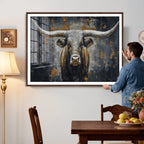 Rustic Bull Wall Art Canvas Print, Longhorn Wall Decor