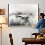Foggy Forest Wall Art Canvas Print, Misty Pine Tree Landscape