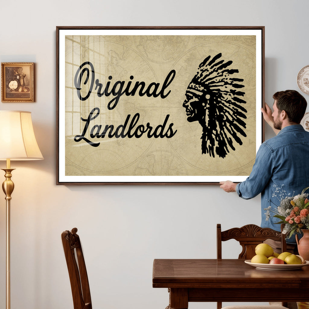 Original Landlords Wall Art Canvas Print, Native American Silhouette Artwork