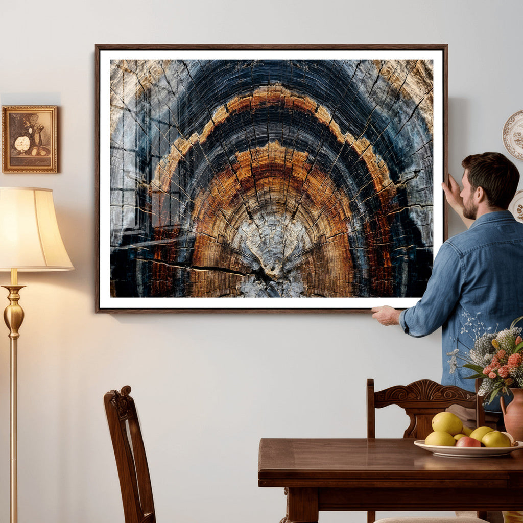 Abstract Wood Grain Canvas Print, Tree Ring Pattern Wall Art, Extra Large Living Room Wall Decor