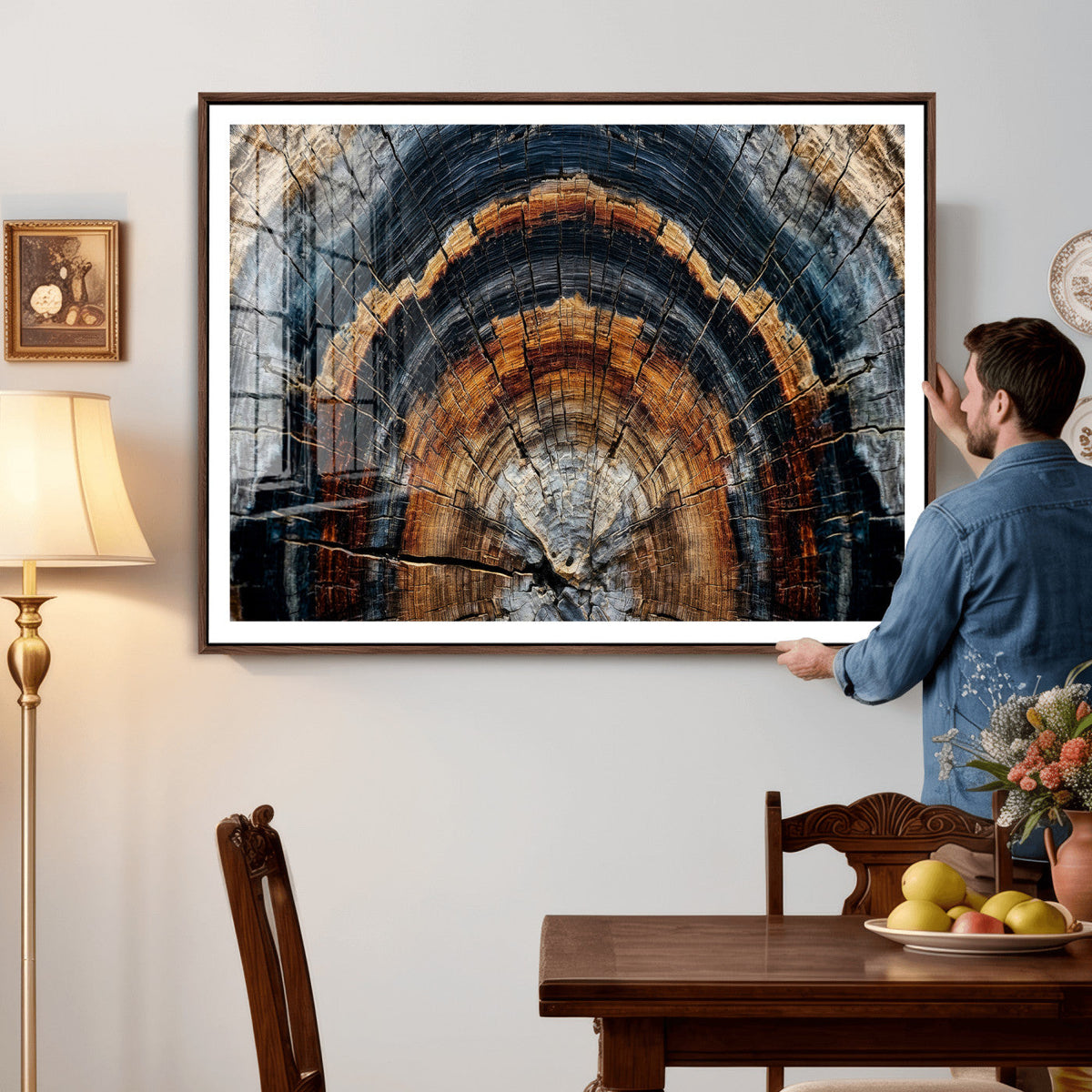 Abstract Wood Grain Canvas Print, Tree Ring Pattern Wall Art, Extra Large Living Room Wall Decor