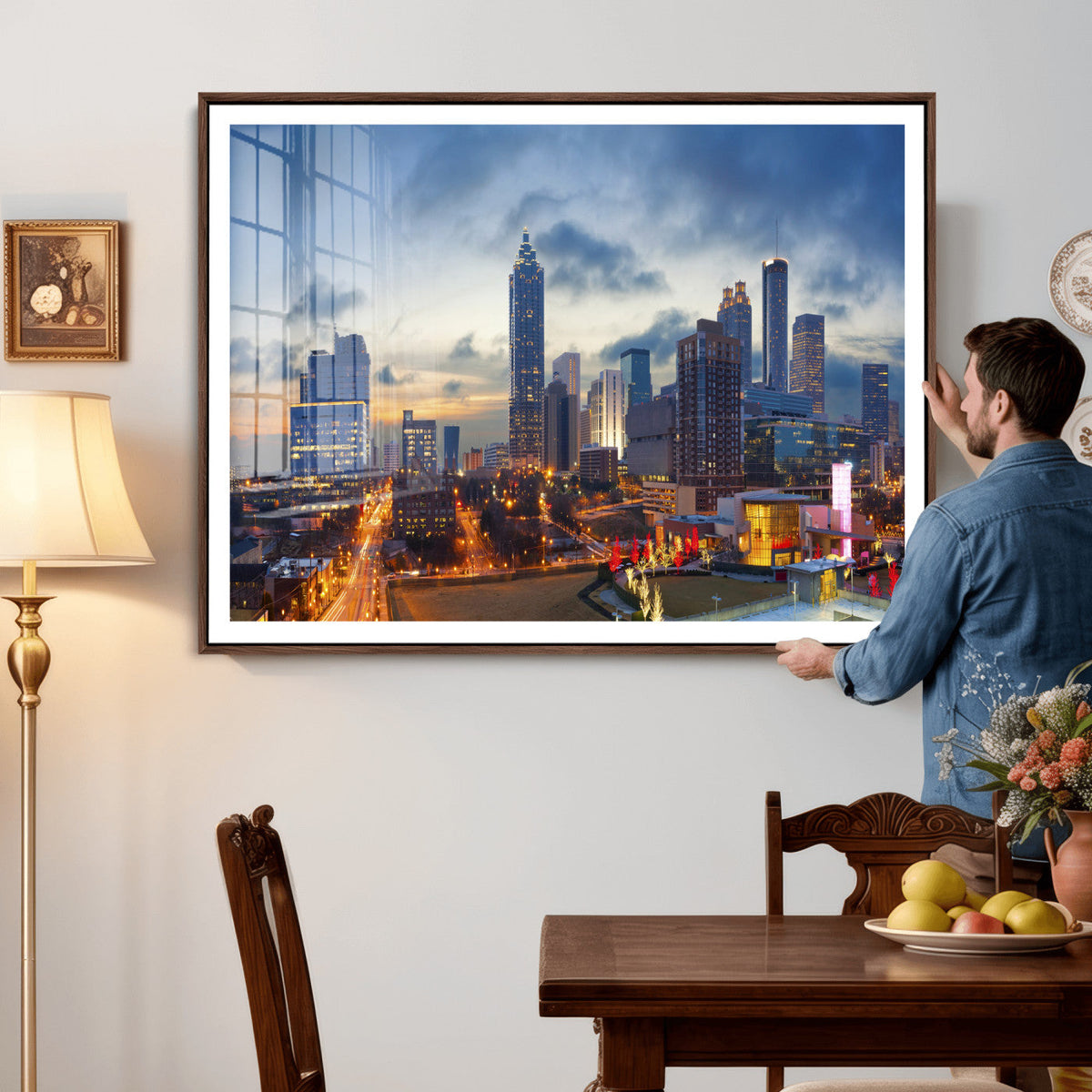 Atlanta Skyline Wall Art Canvas Print, Atlanta Downtown Night Cityscape