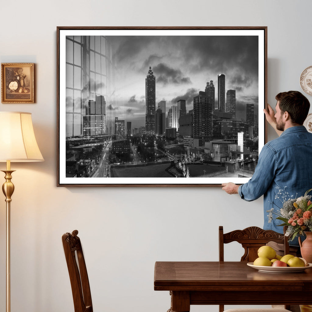 Atlanta Skyline Wall Art Canvas Print, Atlanta Downtown Night Cityscape