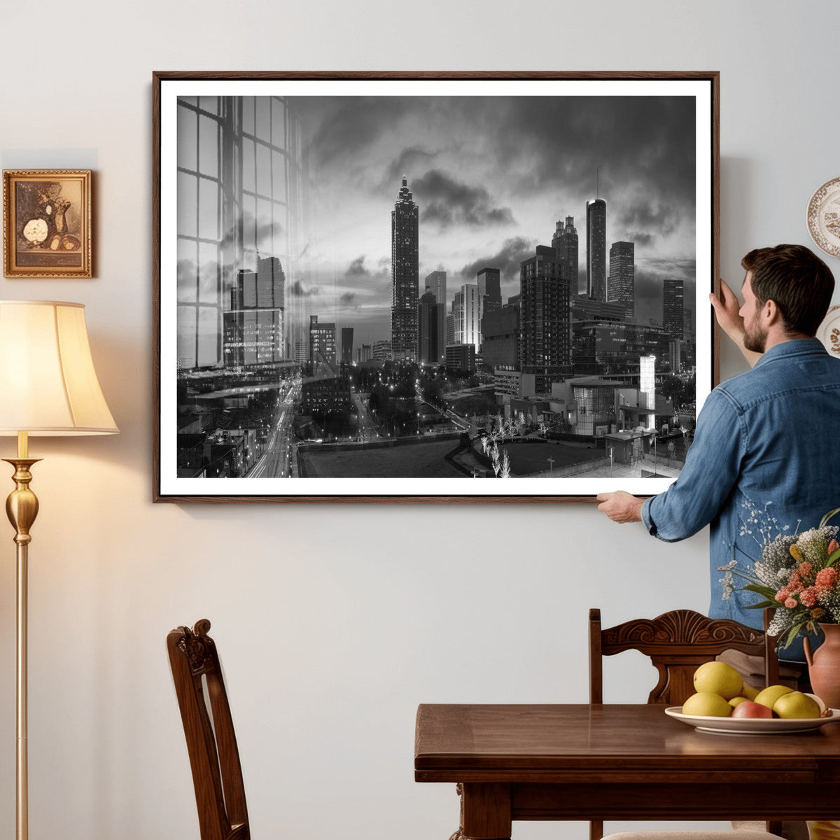 Atlanta Skyline Wall Art Canvas Print, Atlanta Downtown Night Cityscape