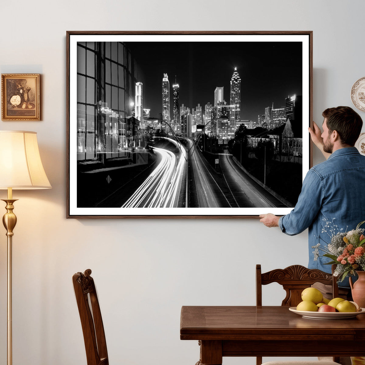 Atlanta Skyline Wall Art Canvas Print, Atlanta Downtown Night Cityscape