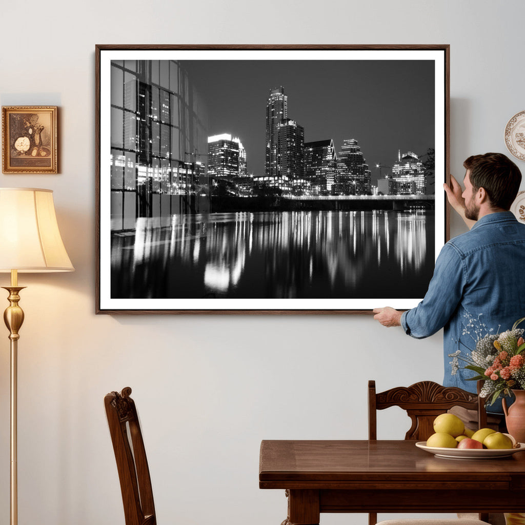 Austin Skyline Wall Art Canvas Print, Austin Downtown Night Cityscape