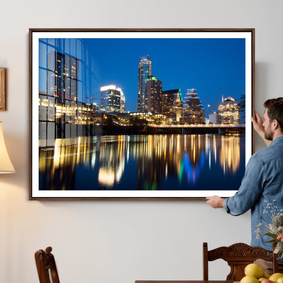 Austin Skyline Wall Art Canvas Print, Austin Downtown Night Cityscape