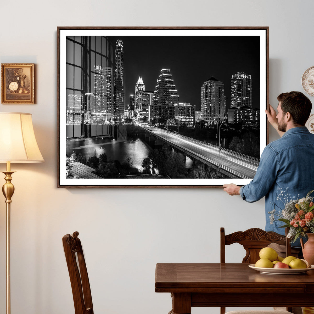 Austin Skyline Wall Art Canvas Print, Austin Downtown Night Cityscape