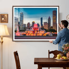 Chicago Wall Art Canvas Print - Chicago City Downtown Night Cityscape