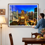 Chicago Wall Art Canvas Print - Chicago City Downtown Night Cityscape